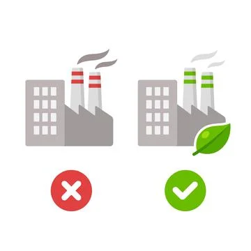 Polluting and environmentally friendly factory Stock Illustration