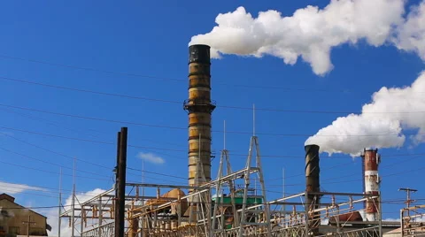 Polluting factory  Stockbeeldmateriaal 52402479
