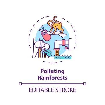 Polluting rainforests concept icon Stockillustratie