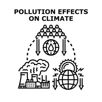 Pollution affecting climate change and environmental problems concept Illustration