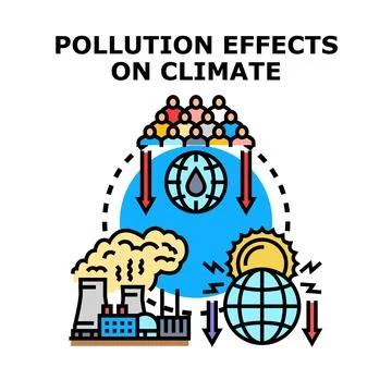 Pollution affecting climate change and environmental problems concept Stock Illustration