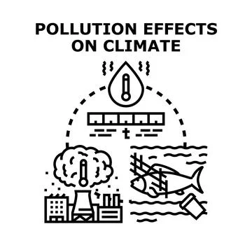 Pollution affects climate and environmental ecosystem problems Stock Illustration