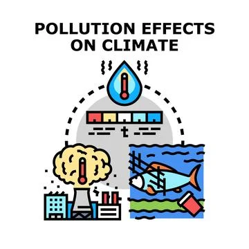 Pollution affects climate and environmental ecosystem problems Stock Illustration