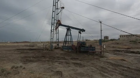 Pollution and desertification symbolize the consequences of the use of oil. Dese Stock Footage 53880093