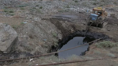 Pollution and desertification symbolize the consequences of the use of oil. Dese Stock Footage 53880544