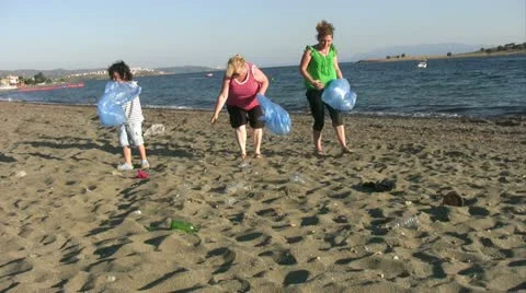 Pollution on beach Stock Footage 11291025