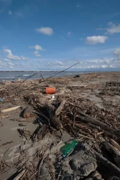 Pollution on the beach Stock Photos