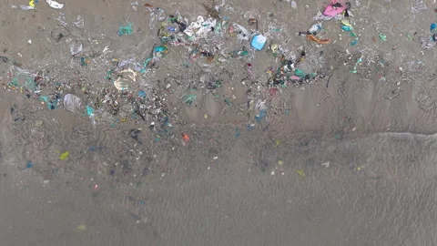 Pollution on the beach in Vietnam Stock Footage 296518153