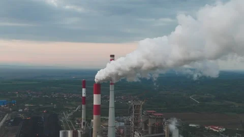 Pollution from coal power plant Stockbeeldmateriaal 212600002