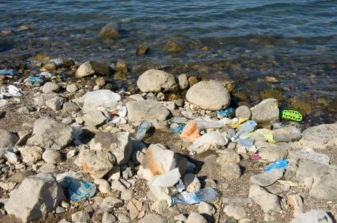 Pollution on coast Stock Photos