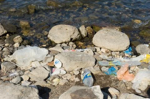 Pollution on coast Stock Photos