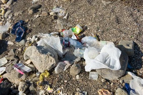 Pollution on coast Stock Photos