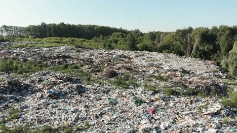 Pollution concept. Garbage pile in trash dump or landfill. Environmental Stock Footage 111067991