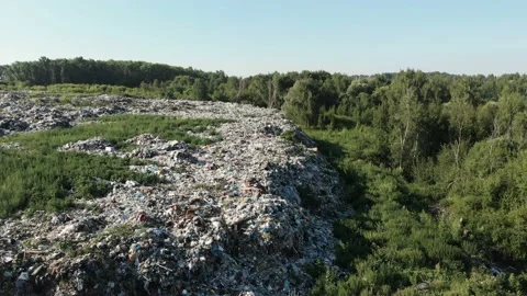 Pollution concept. Garbage pile in trash dump or landfill. Environmental Stock Footage 111068273