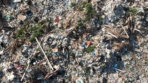 Pollution concept. Garbage pile in trash dump or landfill. Environmental Stock Footage 111068613