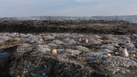 Pollution concept. Garbage pile in a trash dump in a Landfill, Zambia Lusaka Video stock 128072721