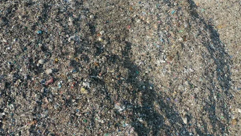 Pollution concept. Top view of Garbage pile in landfill in Thailand Stock Footage 129843172