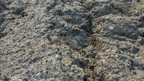 Pollution concept. Top view of Garbage pile in landfill in Thailand Stock Footage 129843377