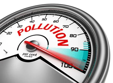 Pollution conceptual meter indicate hundred per cent Stock Illustration