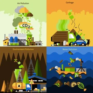 Pollution Design Set Illustrazione stock