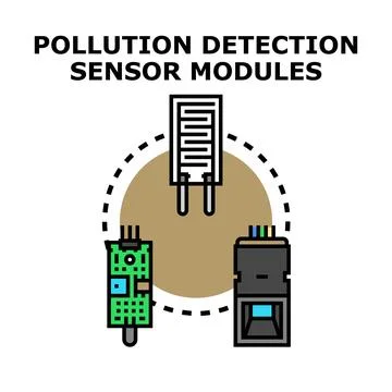 Pollution detection sensor modules vector concept Stock Illustration