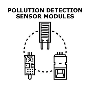 Pollution detection sensor modules vector concept Stock Illustration