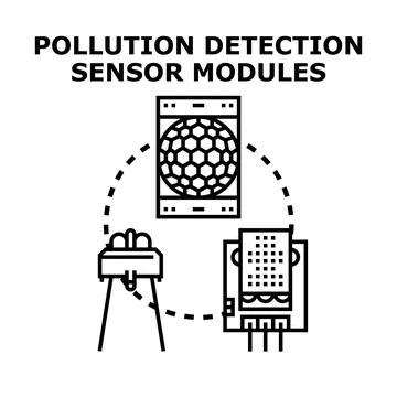 Pollution detection sensor modules vector illustration Stock Illustration