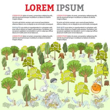 Pollution of the environment. Garbage and waste in forests, in wildlife Stock Illustration
