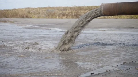 Pollution of the environment by industrial outfalls. Video stock 307274270