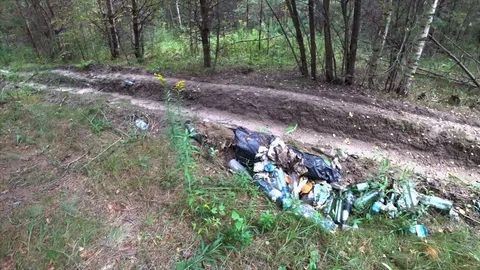 The pollution of the environment by plastic and garbage. Stock Footage 95268931