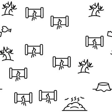 Pollution of Environment Vector Seamless Pattern Illustrazione stock