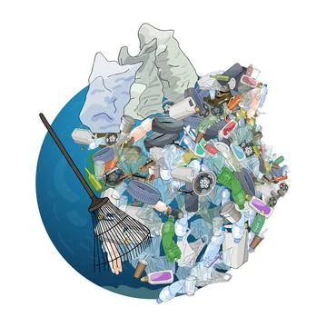The pollution, garbage, plastic, bags on the planet. The concept of ecology a Stock Illustration