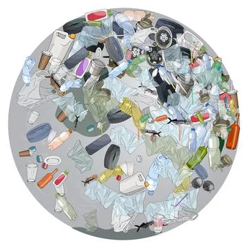 The pollution, garbage, plastic, bags on the planet. The concept of ecology a Stock Illustration