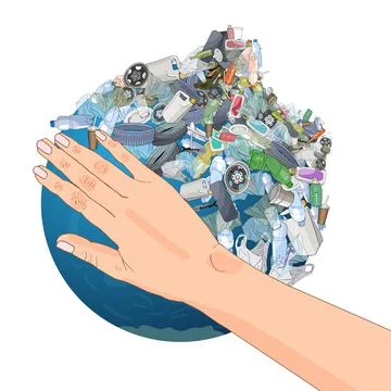 The pollution, garbage, plastic, bags on the planet. The concept of ecology a Stock Illustration