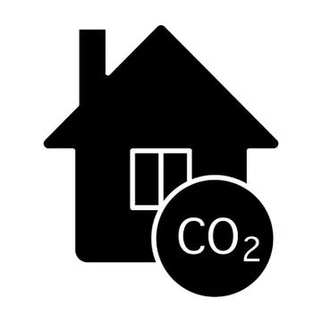 Pollution in house solid icon. Home and exhaust gases illustration isolated on イラスト素材
