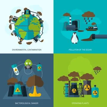Pollution Icon Flat 库存插图