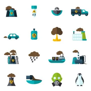 Pollution Icon Flat Illustrazione stock