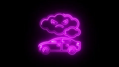 Pollution Icon Isolated on Black Background, Environmental Contamination Sy.. Stock Footage 329572372