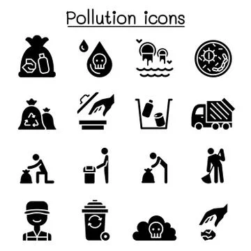 Pollution icon set vector illustration graphic design Illustrazione stock
