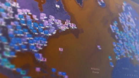 Pollution index from USA to China. Camera shot computer screen camera moving. Stock Footage 240586729