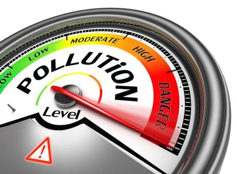 Pollution level conceptual meter Stock Illustration