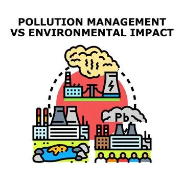 Pollution management protecting environment from industrial impact Stock Illustration