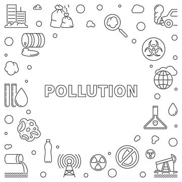 Pollution outline round frame. Vector Environmental Pollution illustration Stock Illustration