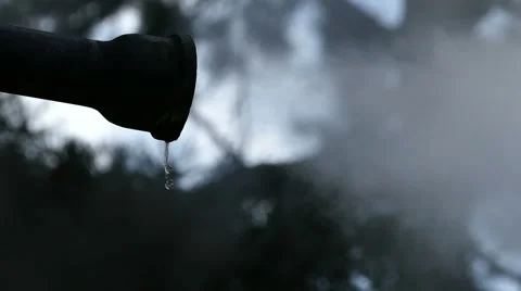 Pollution pipe drain dripping with smoke Stock Footage 52501773