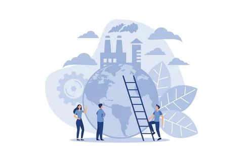 Pollution of the planet, emission of harmful substances into the environmen.. Illustrazione stock
