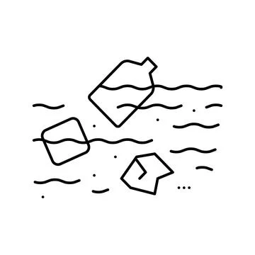Pollution plastic line icon vector illustration Illustrazione stock