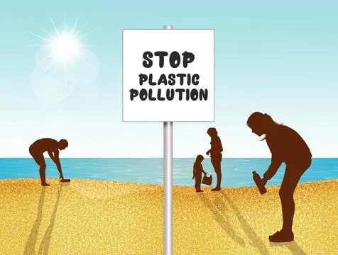 The pollution of plastic in the world Stock Illustration