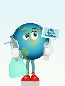 The pollution of plastic in the world Illustrazione stock