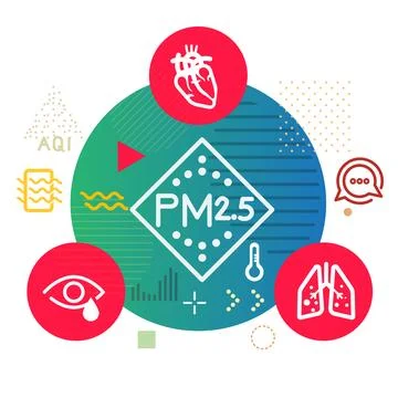 Pollution PM 2.5 Particulate Matter effect on Human Health - Illustration Stock Illustration