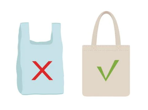 Pollution problem concept. Say no to plastic bag. Stock Illustration